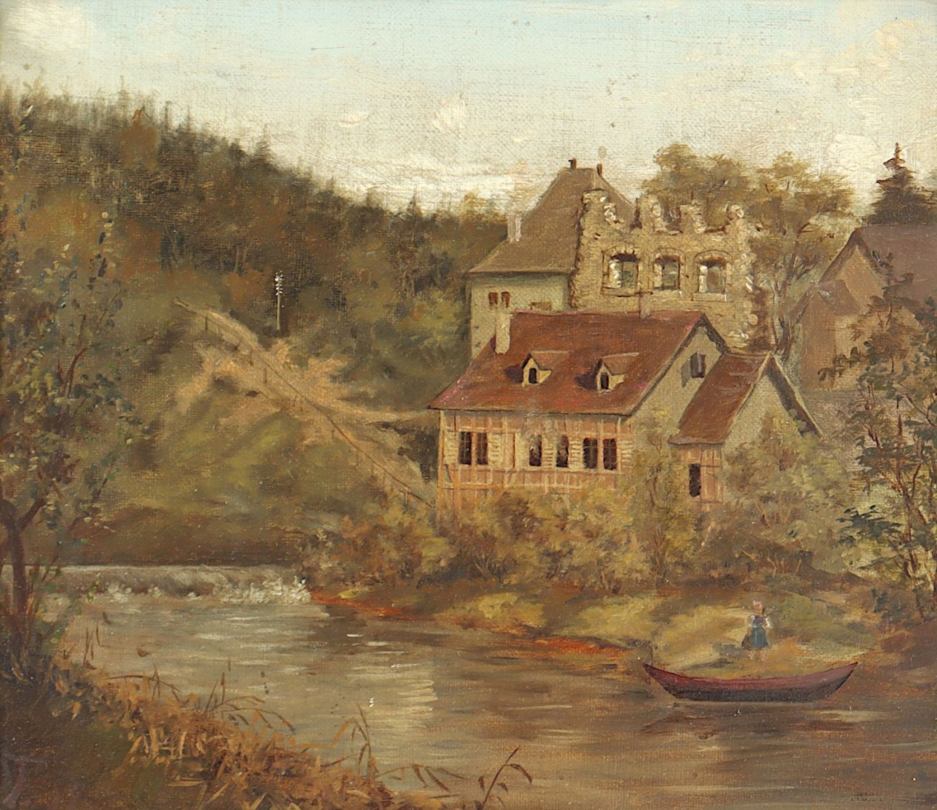 MALER UM 1900, "Badenburg bei Gießen", Öl/Lwd., 26 x 30, R. - Image 2 of 3