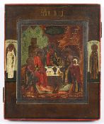 IKONE, "Alttestamentliche Dreifaltigkeit", Tempera/Holz, Goldhöhungen, 27 x 22, Feinmalerei, der Ti