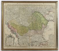 UNGARN, "Hungariae", kolorierter Kupferstich, 46 x 58,5, von Homann Erben, um 1780, R. 