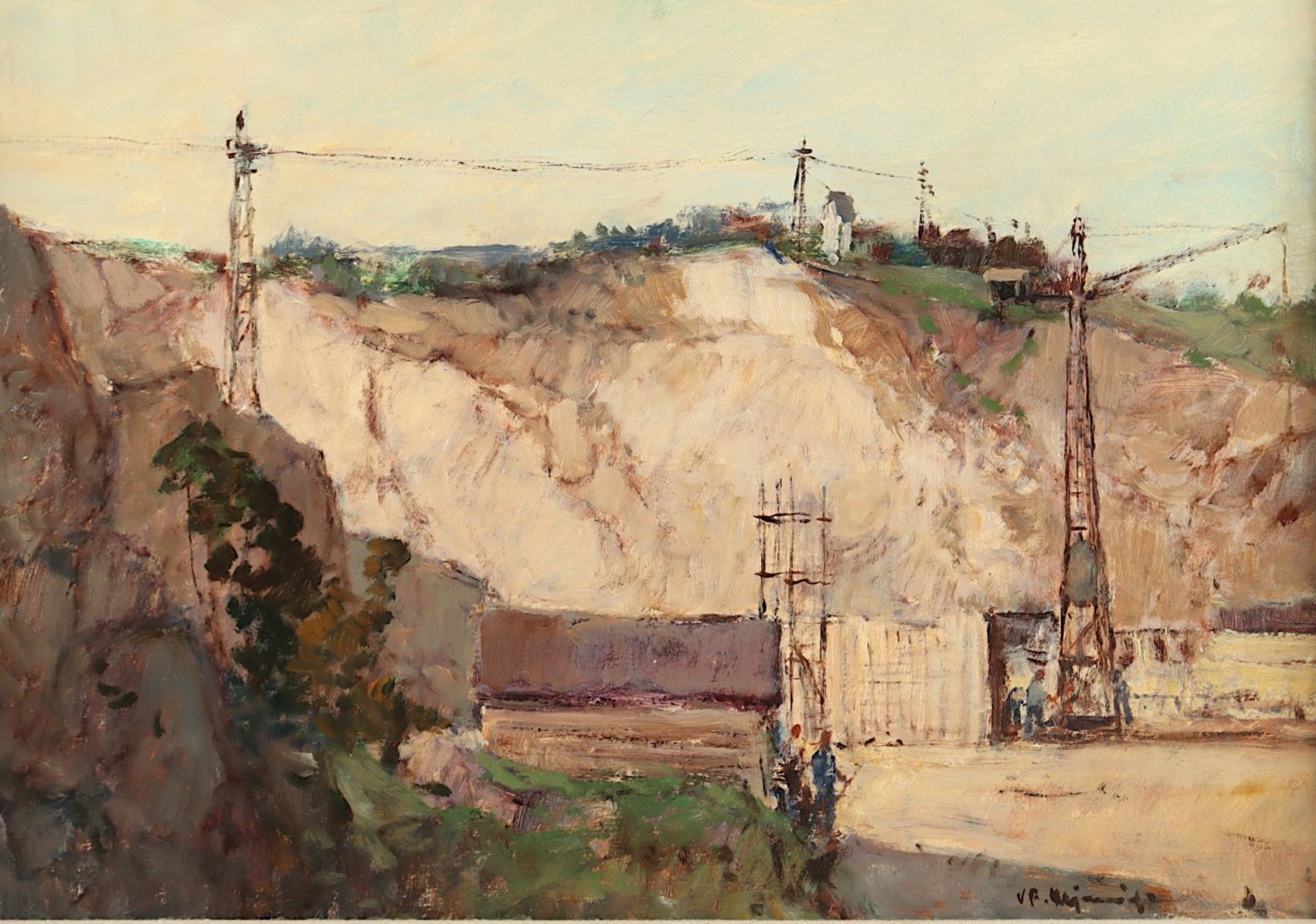 ULSMID, Václav Frantisek (1903-1985), "In der Sandgrube", Öl/Malkarton, 36 x 50, unten rechts signi - Bild 2 aus 4