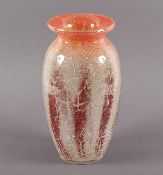 VASE "IKORA", farbloses Glas, polychrome Pulvereinschmelzungen, H 25, WMF, um 1930 