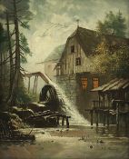 HENNINGS, Johann Friedrich (1838-1899), "Mondnacht an einer Wassermühle", Öl/Lwd., 37,5 x31, besch.