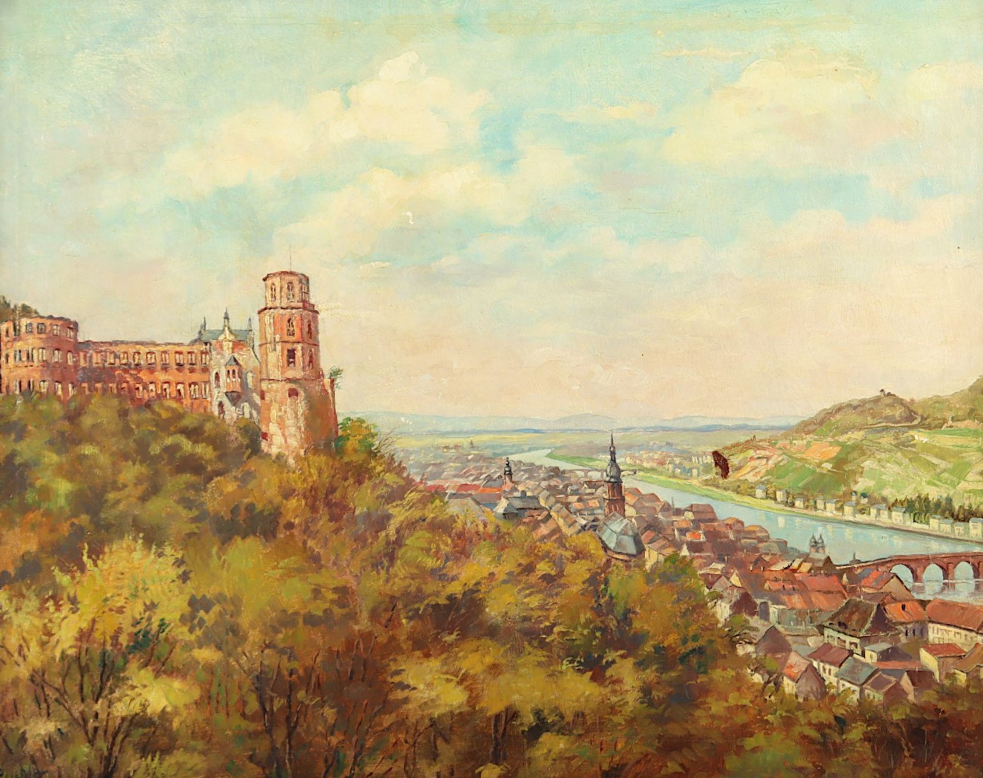 PÜTTER, Gisela (1881-1959), "Blick auf Heidelberg", Öl/Lwd., 55 x 71, besch./rest., unten links sig - Bild 2 aus 4