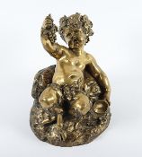 KLEY, Louis (1833-1911), "Bacchus als Kind", verso Marke Tiffany & Co., Bronze, vergoldet, H 19 