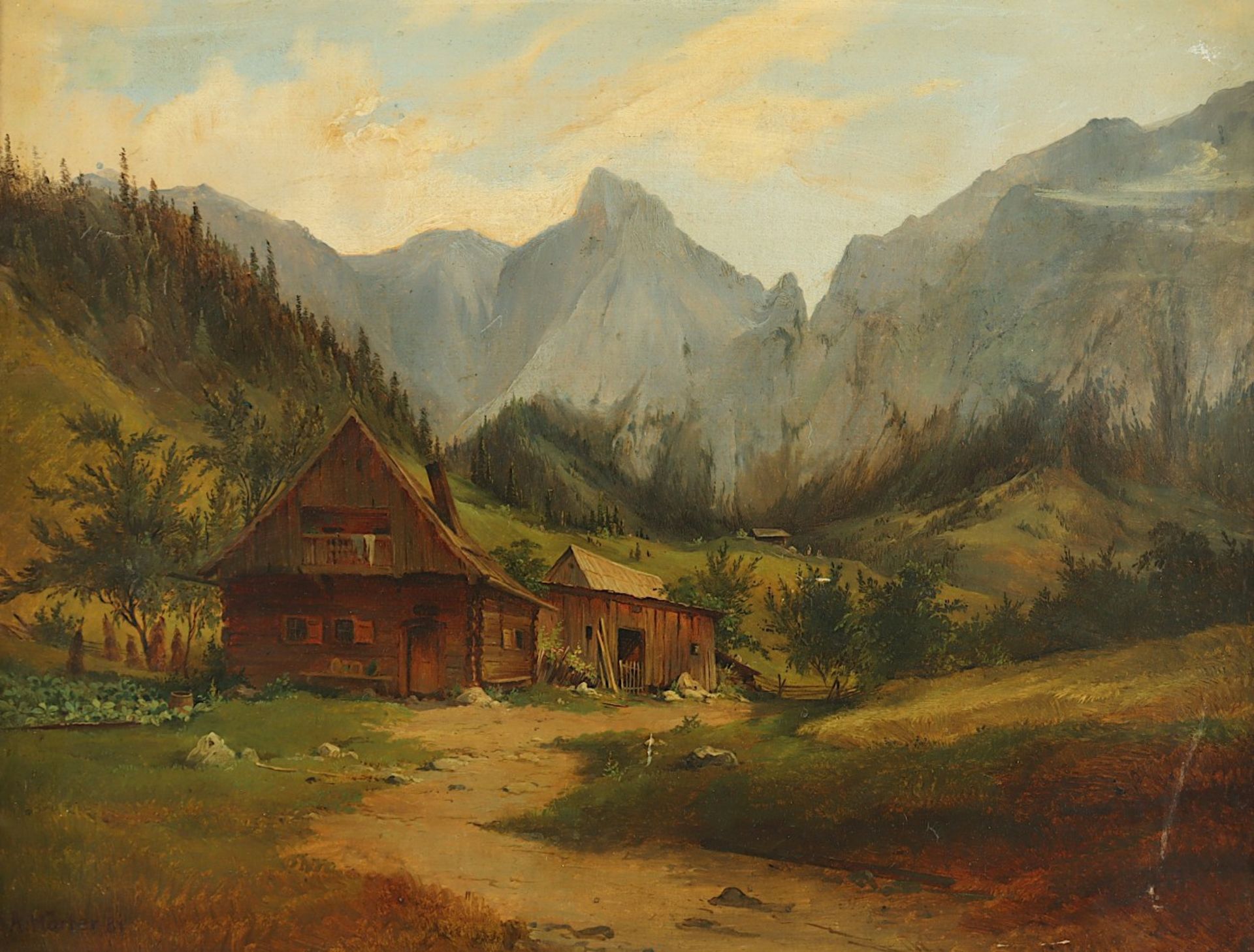 HÖRTER, August (1834-1906), "Alpenlandschaft", Öl/Lwd., 40 x 52, besch., unten links signiert und "