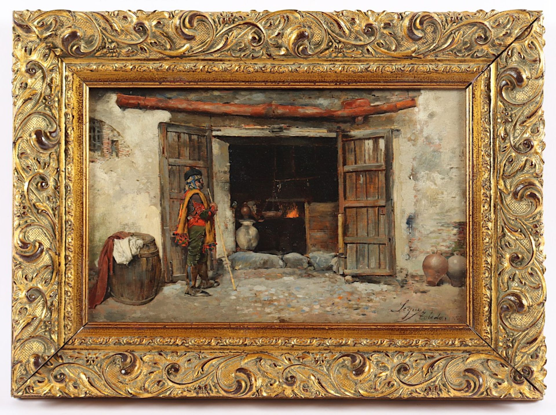 SEGUI ARECHALA, Mamerto (1862-1908), "Besuch beim Schmied", Öl/Holz, 17,5 x 27,5, unten rechts sign - Bild 2 aus 4