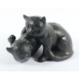 SEVER, Klara (*1935), "Zwei Katzen", Keramik, bronziert, H 15, 1973
