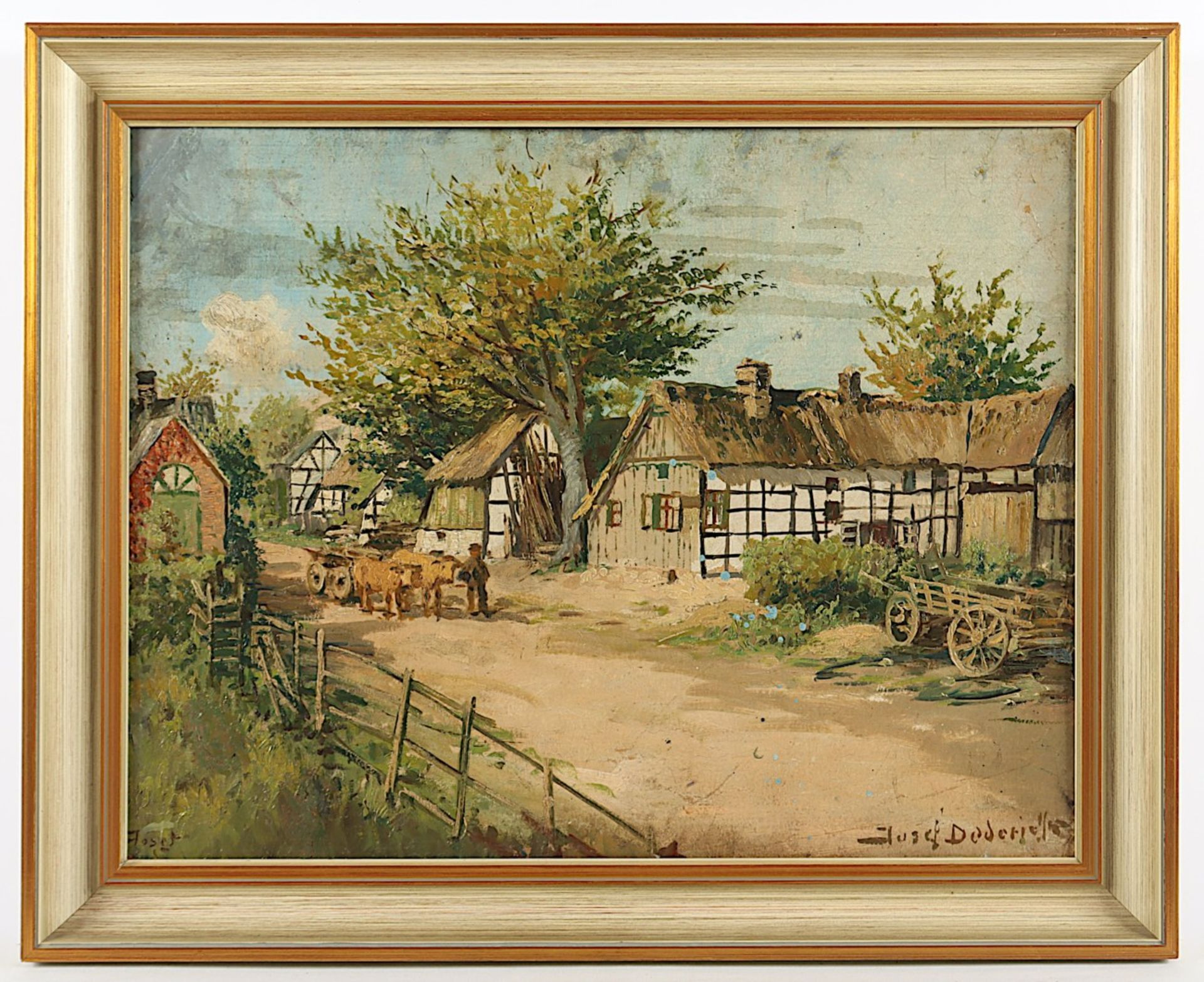 DEDERICHS, Josef (1873-1958), "Eifeldorf", Öl/Papier, 42 x 53, besch. und rest., auf Platte aufgezo - Bild 2 aus 3