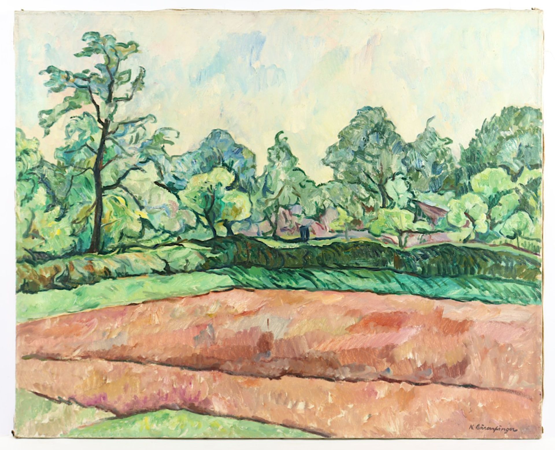 BÄRENFÄNGER, Karl (1888-1947), "Landschaft mit Bäumen", Öl/Lwd., 81 x 101, unten rechts signiert - Image 2 of 4