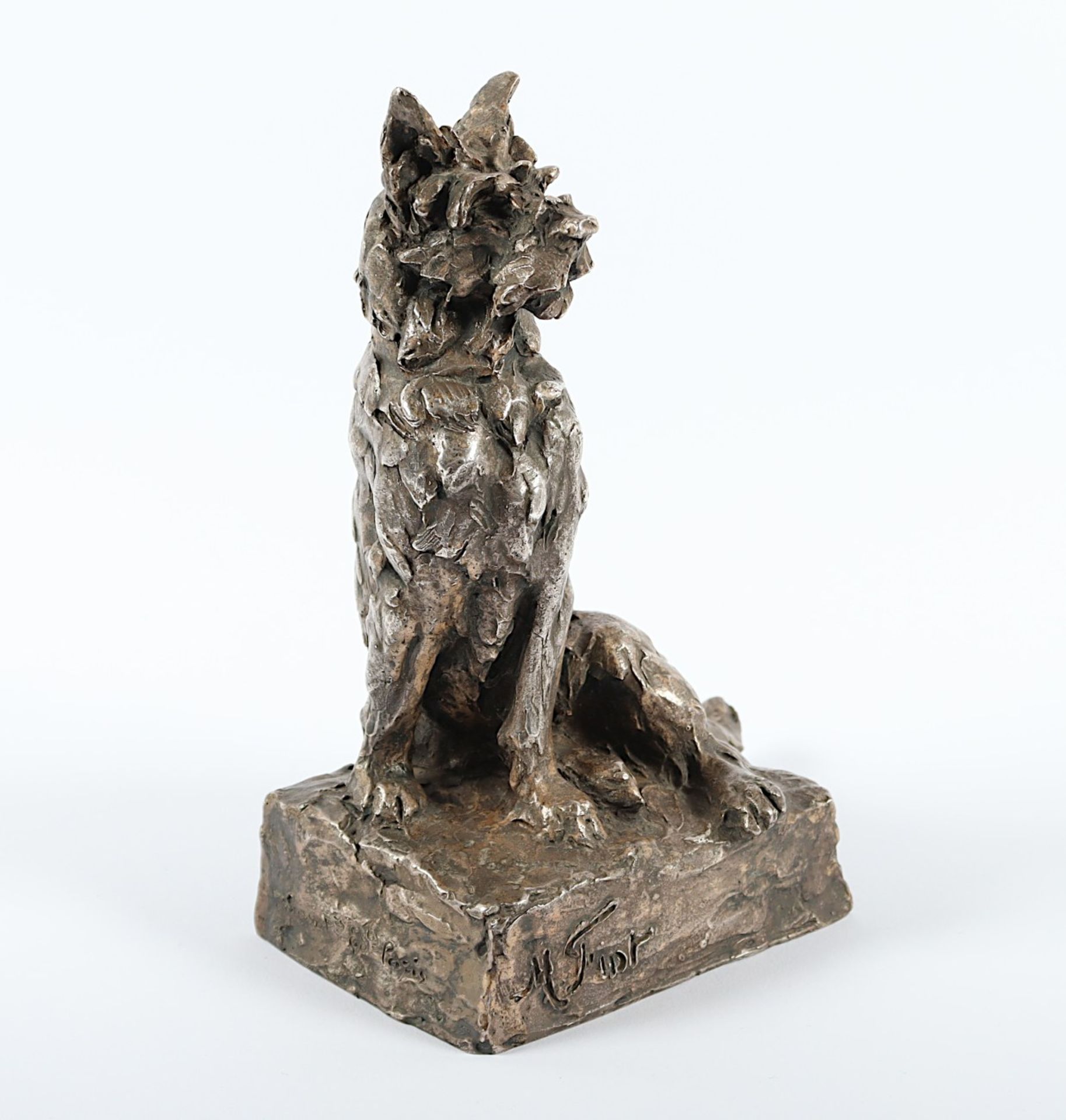 FIOT, Maximilien Louis (1886-1953), "Sitzender Terrier", Bronze, silbern patiniert, H 24, seitlich  - Bild 2 aus 4
