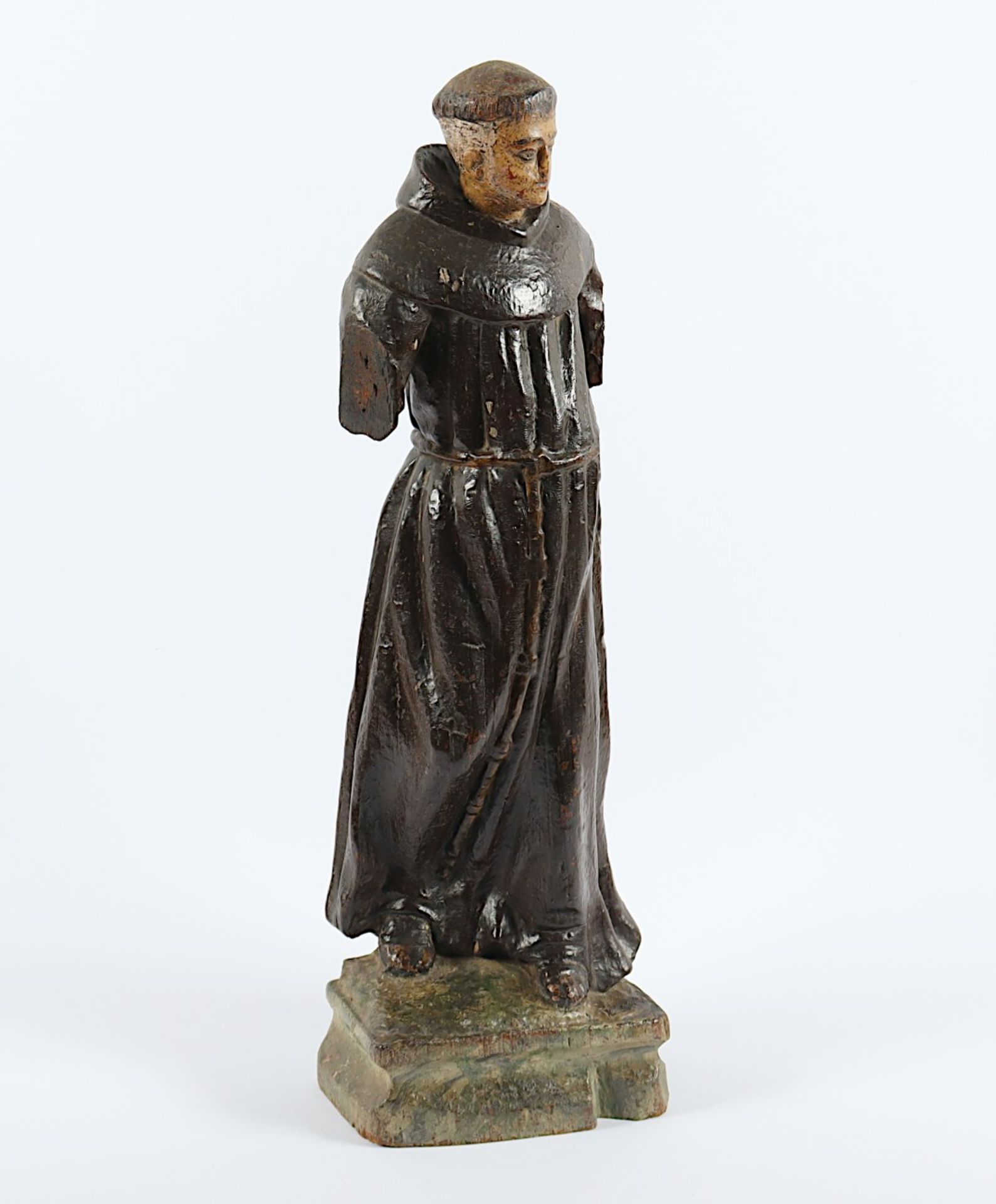 HEILIGER MÖNCH, Holzfigur, farbig gefasst, H 51, DEUTSCH, um 1800 - Image 2 of 4