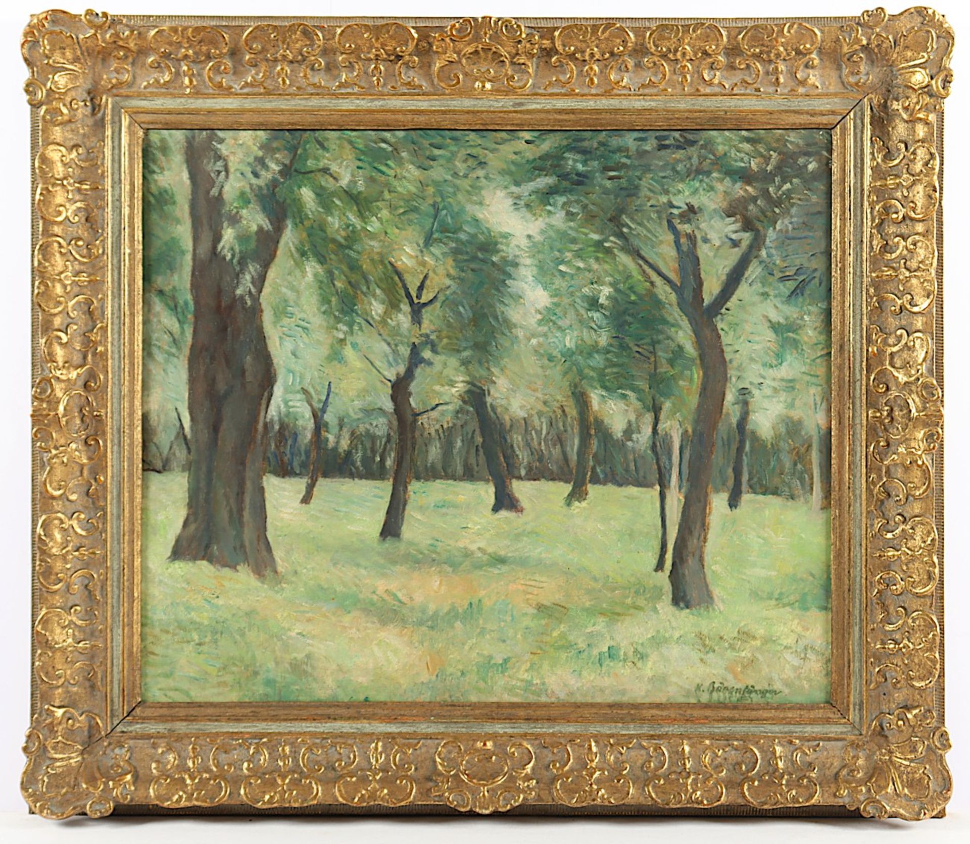 BÄRENFÄNGER, Karl (1888-1947), "Landschaft mit Bäumen", Öl/Holz, 50,5 x 60, unten rechts signiert,