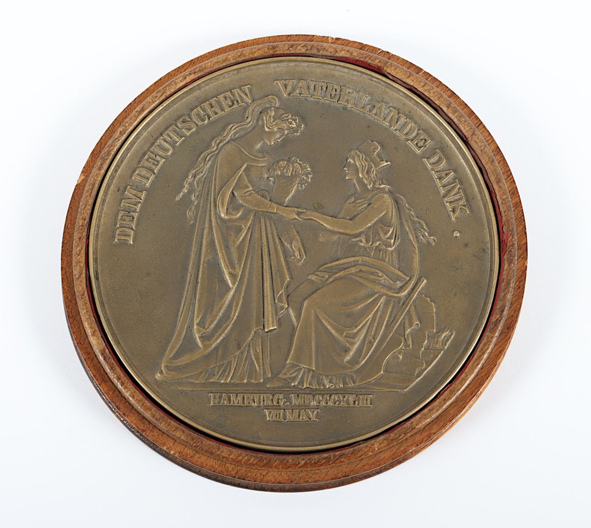 SELTENE MEDAILLE STADTBRAND HAMBURG 1842, große Bronzegussmedaille (Dm 16,5) ausgegeben für die Hil