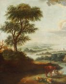 MALER DES 17.JH., "Arkadische Landschaft", Öl/Lwd., 77 x 64, R. 