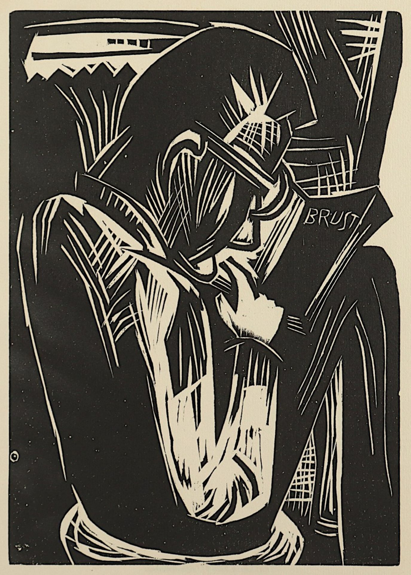 SCHMIDT-ROTTLUFF, Karl, "Lesender Mann", Original-Holzschnitt, 28,5 x 19,8, verso typ