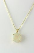 OPAL-ANHÄNGER AN KETTE, 585/ooo Gelbgold, L des Anhängers 2,9, L der Kette 39, insges. 8,1g 