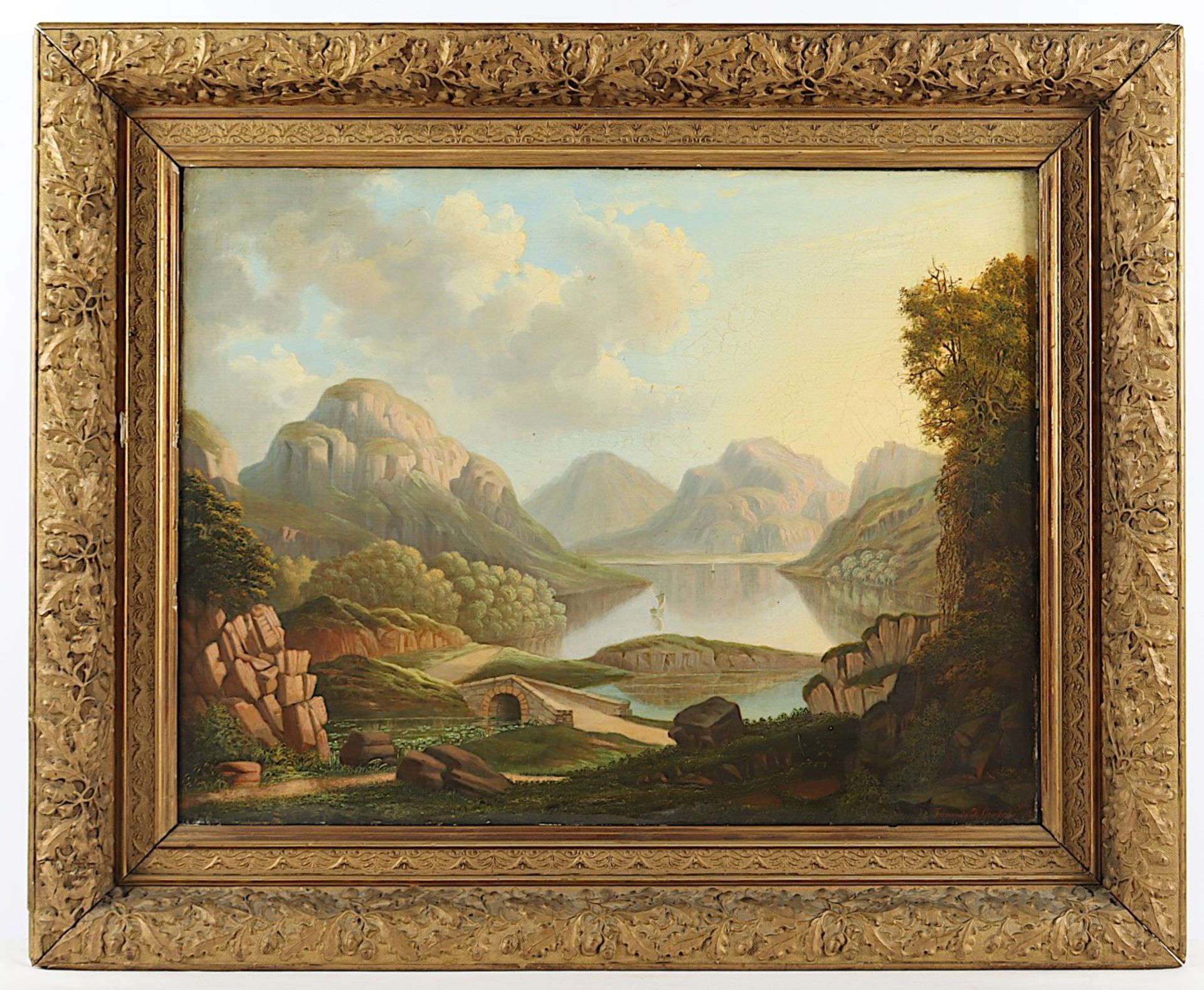 GIACHOSA, Fernando (Maler M. 19.Jh.), "Gebirgslandschaft", Öl/Lwd., 48 x 63,5, unten rechts signier - Image 2 of 4