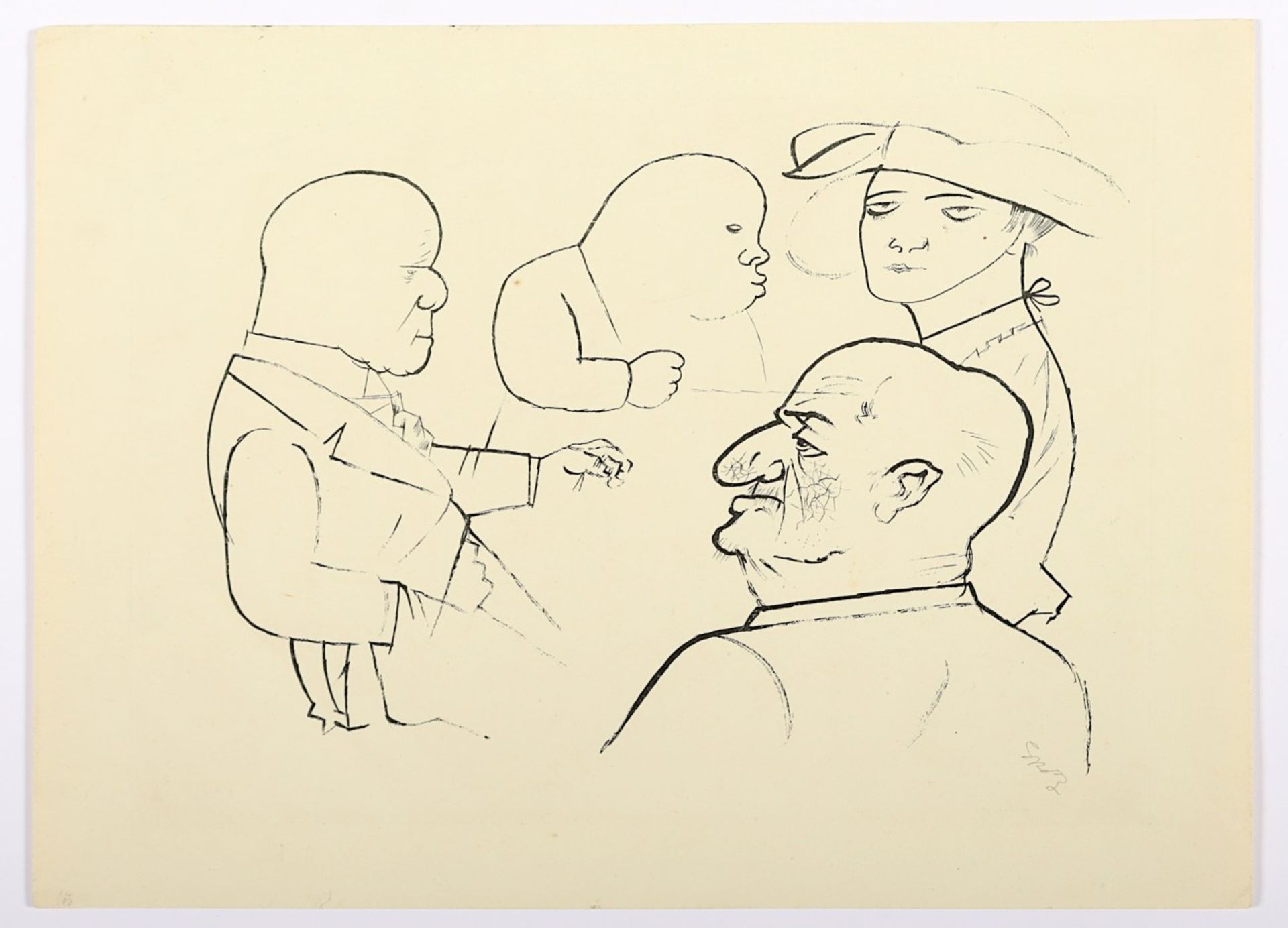GROSZ, George, "Haifische", Lithographie, 21,5 x 30 (Plattenrand) (Blattgröße: 26,5 x 36), in Bleis