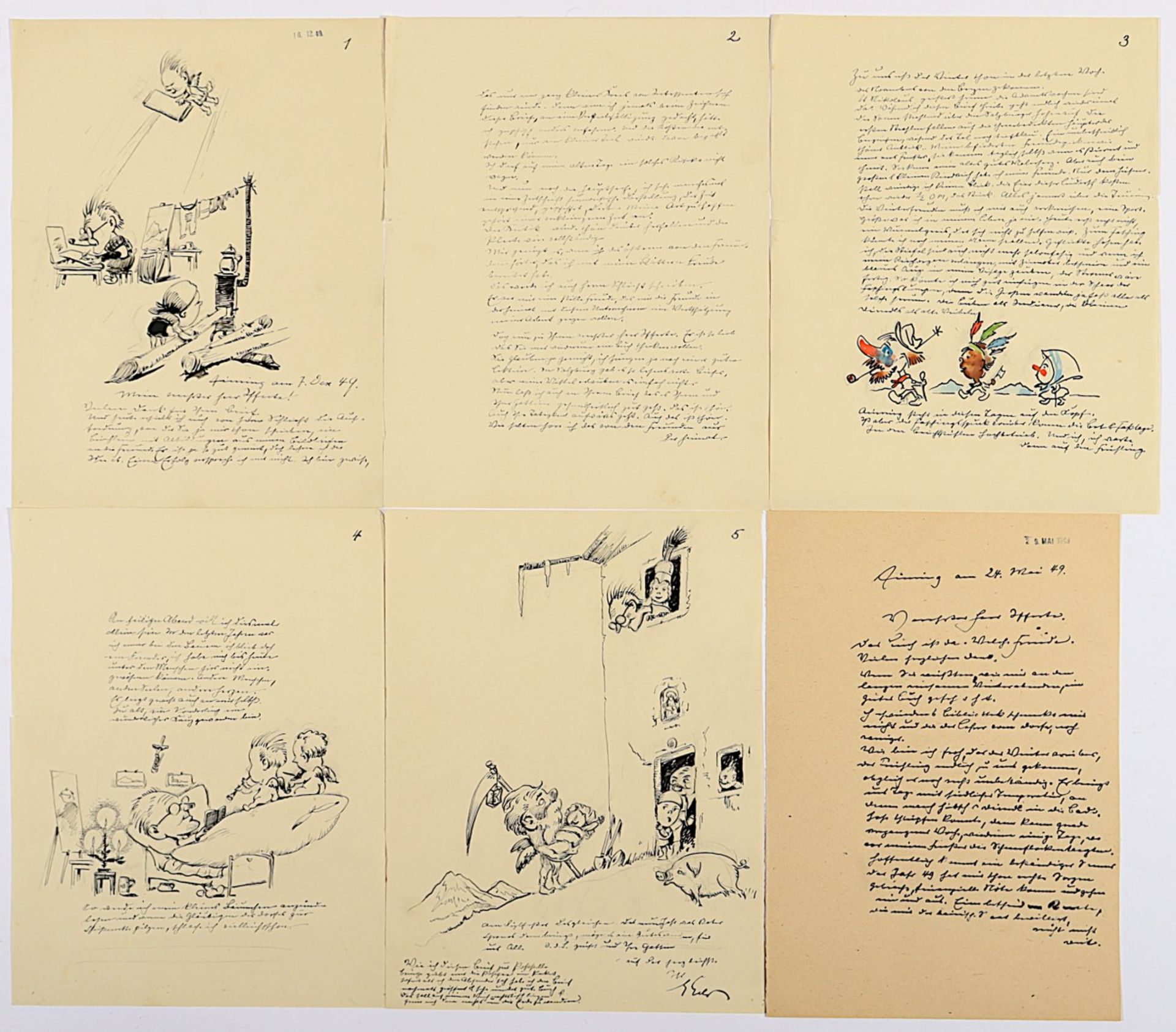 ERLER, Georg Oskar (1871-1951), Konvolut von 35 humoristischen Zeichnungen, Mischtechnik/Papier, bi - Bild 6 aus 8