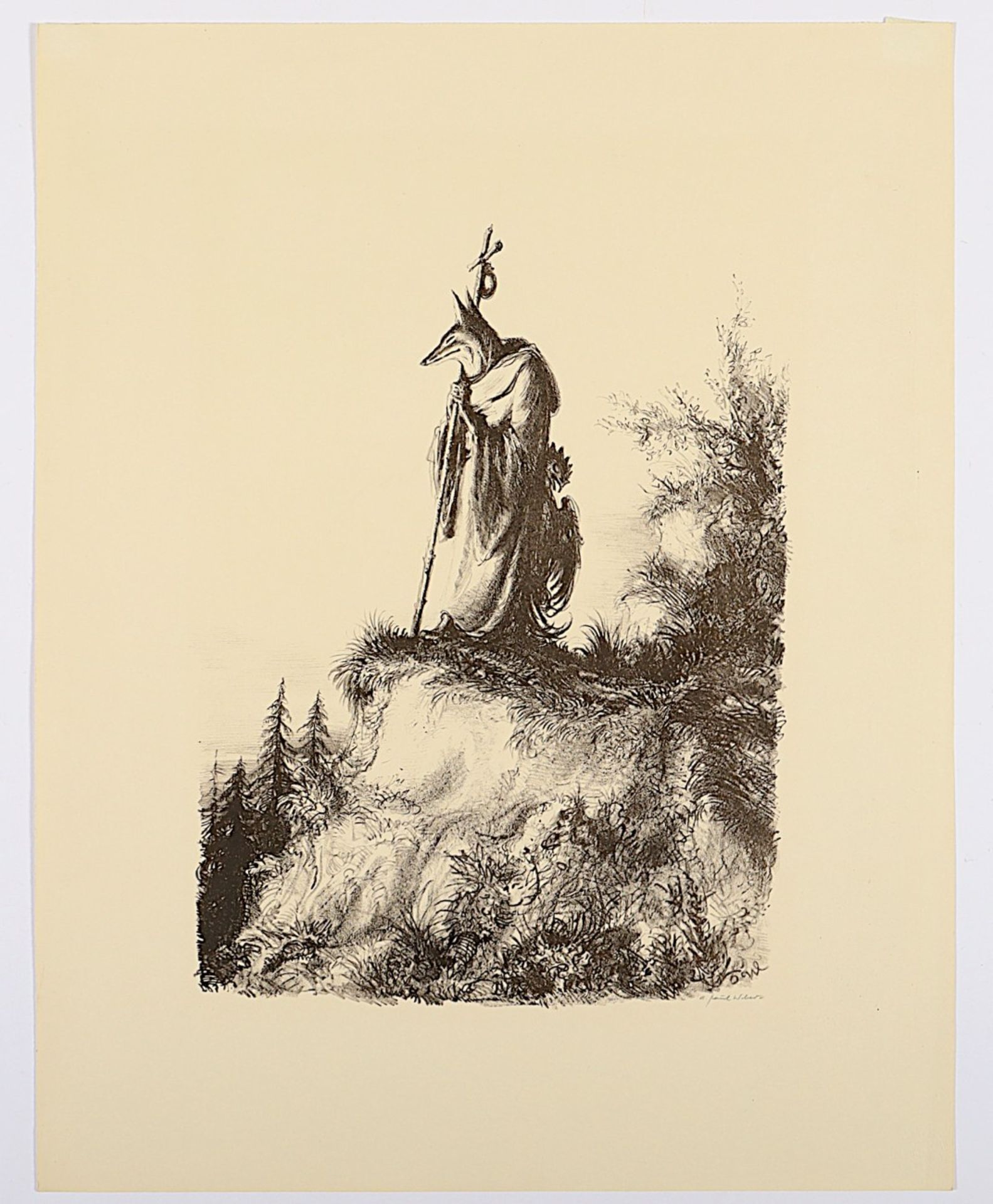 WEBER, A. Paul, 3 Arbeiten,  "Kobold", "Der Pilger", "Auf der Brücke", Original-Lithografien, ca. 3 - Bild 3 aus 4