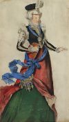 ZEICHNER DES 19.JH., "Bildnis einer Frau in Renaissancetracht", Mischtechnik/Pergament, 23 x 14, be