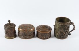 VIER GEFÄSSE, Kupfer/Messing/Bronze, Galvanoplastik, H bis 12, wohl FRANKREICH, um 1880 
