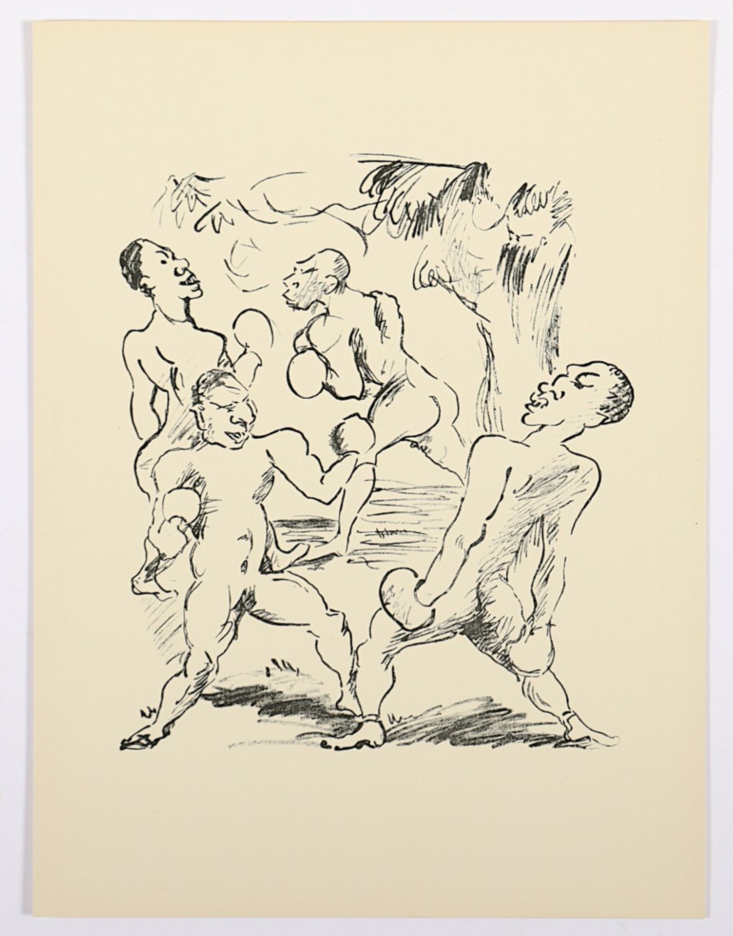GROSSMANN, Rudolf, "Die Boxer", Lithografie, 22,5 x 18, erschienen in: Kurt Pfister, "Deutsche Grap