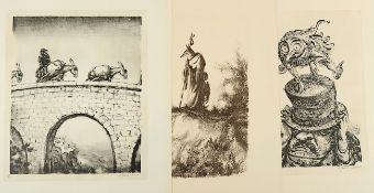 WEBER, A. Paul, 3 Arbeiten,  "Kobold", "Der Pilger", "Auf der Brücke", Original-Lithografien, ca. 3