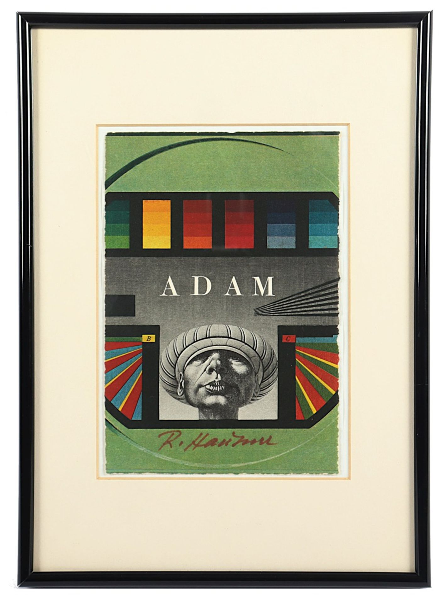 HAUSNER, Rudolf, "Adam", Farbserigrafie, 17 x 12, handsigniert, R.  - Bild 2 aus 2