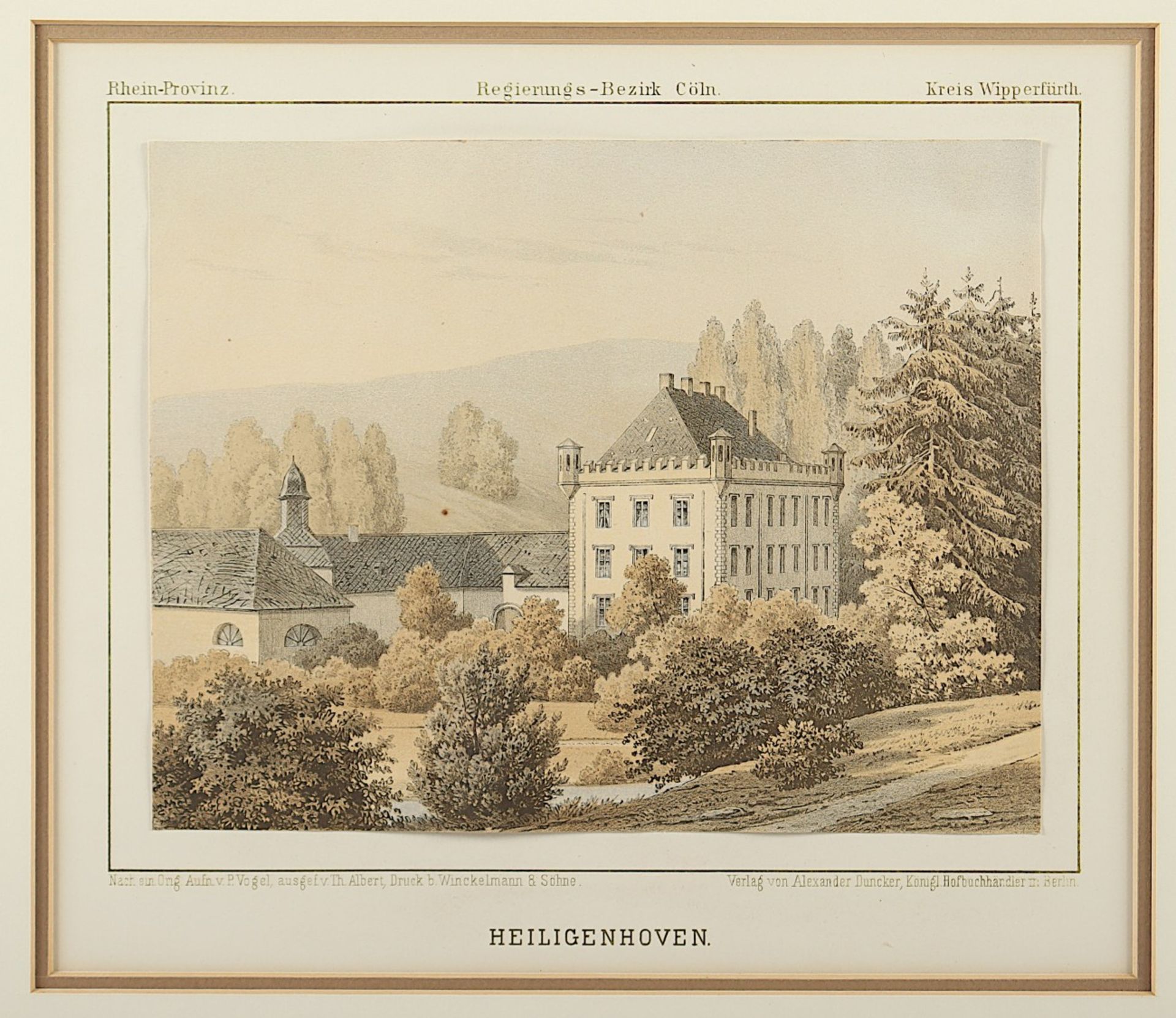 RITTERGUT HEILIGENHOVEN, Lithografie, 17,5 x 21,5, Verlag von Alexander Duncker, Berlin, um 1890, R - Bild 2 aus 3