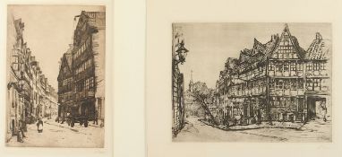 RUTHS, Amelie, zwei Arbeiten: "Teilfeld" und "Herrlichkeit", Original-Radierungen, bis 29 x 38, jew