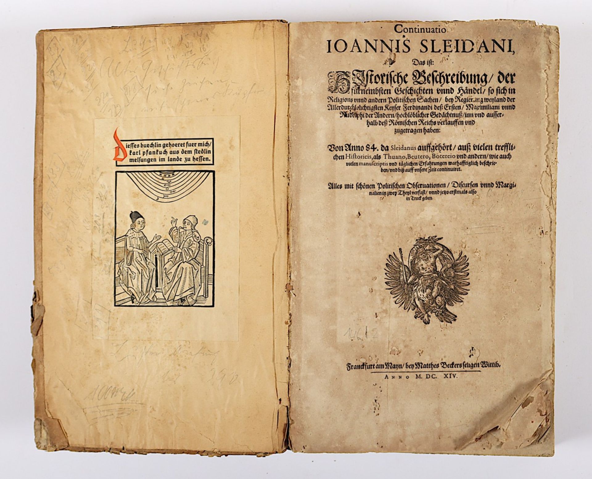 SLEIDANUS, Johannes, Weltbeschreibung: Continuatio Joannis Sleidani, das ist Historische Beschreibu - Image 2 of 3