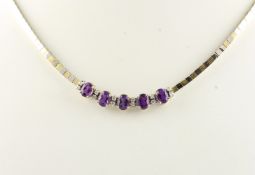 Amethyst-Collier, 585/ooo WG/GG, Brill.