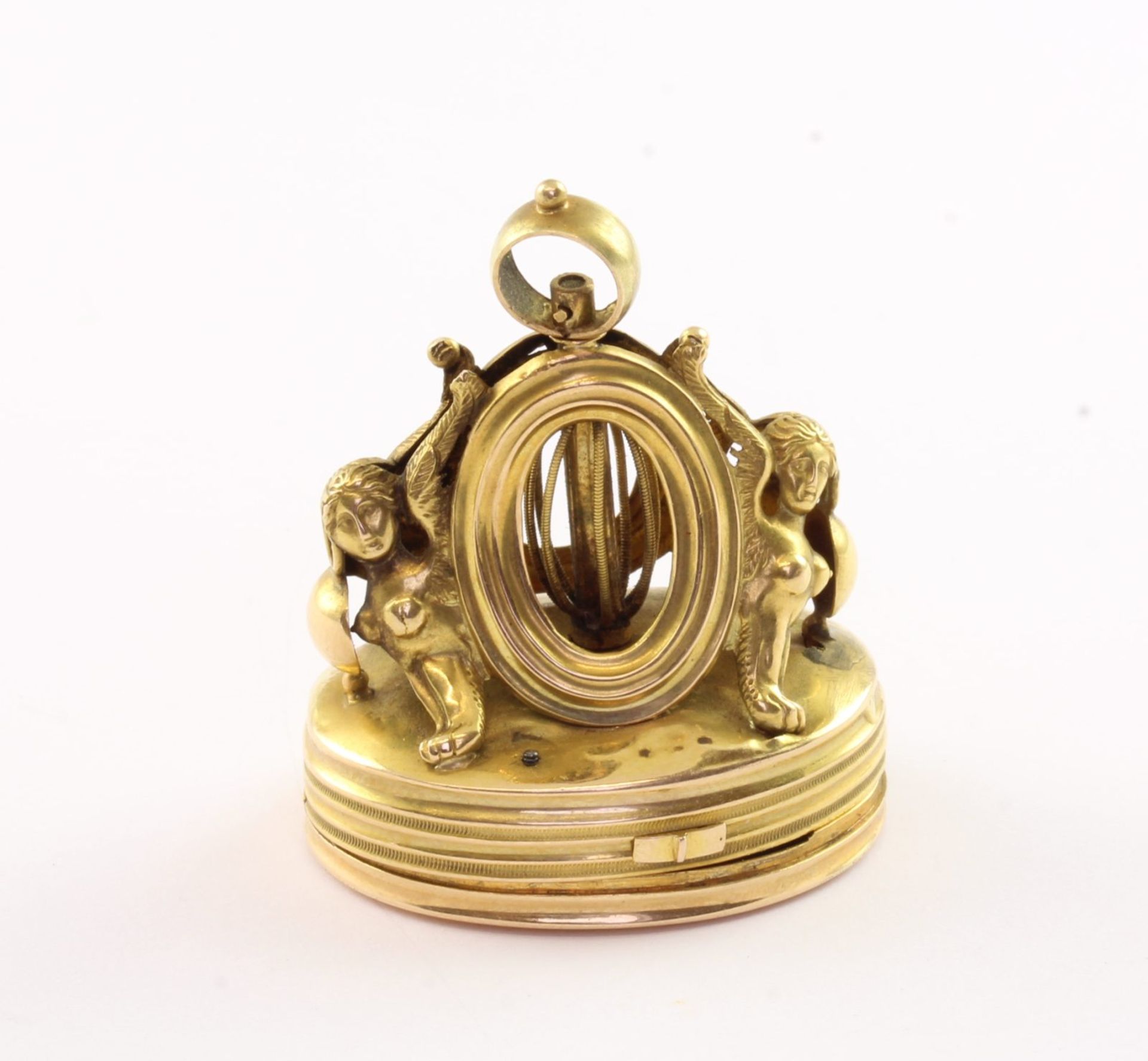 Seltene Miniaturspieluhr, 750/ooo Gelbgold, Frankreich/Schweiz, um 1800 - Bild 2 aus 5