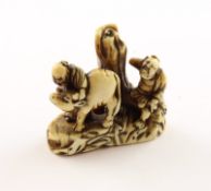 Netsuke, Kyoyu und Sofu, Elfenbein