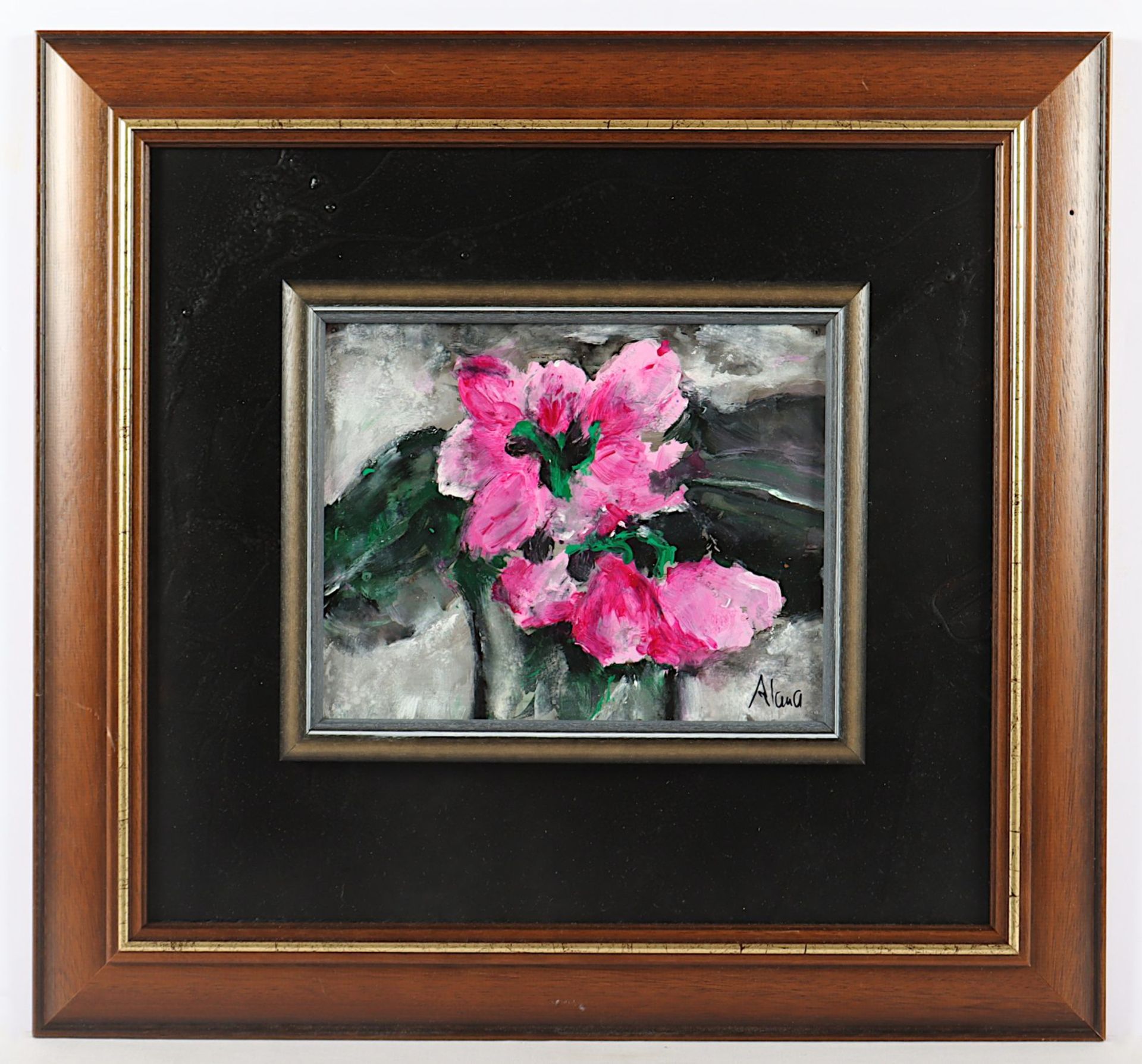 Alana, "Blüten in einer Vase", Acryl, rot, R.
