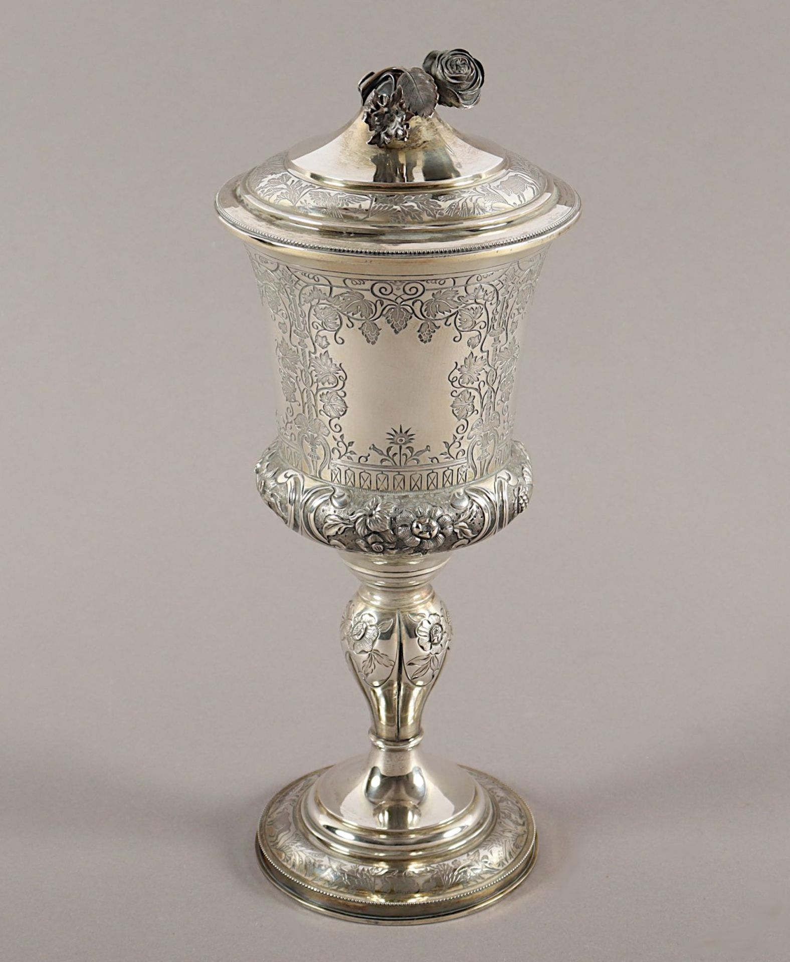 Pokal, 12lötig, innen vergoldet, DEUTSCH, um 1860