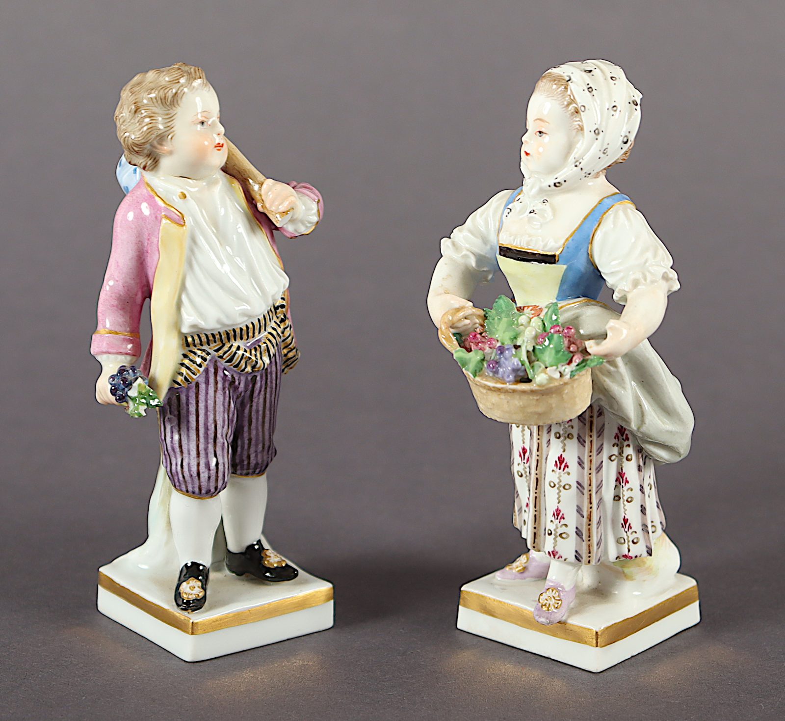 zwei Figuren Gärtnerkinder, Acier, Meissen, E.19.Jh. - Image 2 of 4