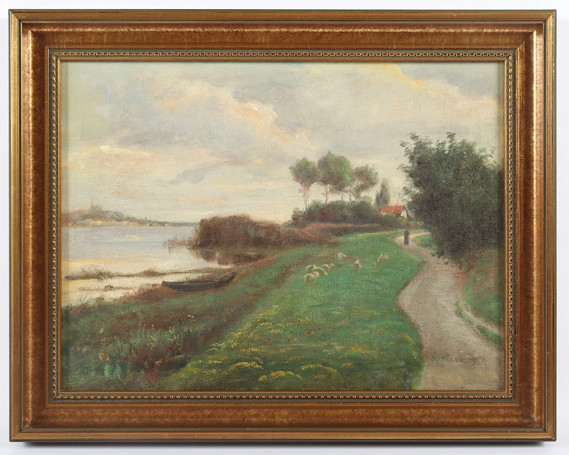 Maler M.20.JH., "Flusslandschaft", R.