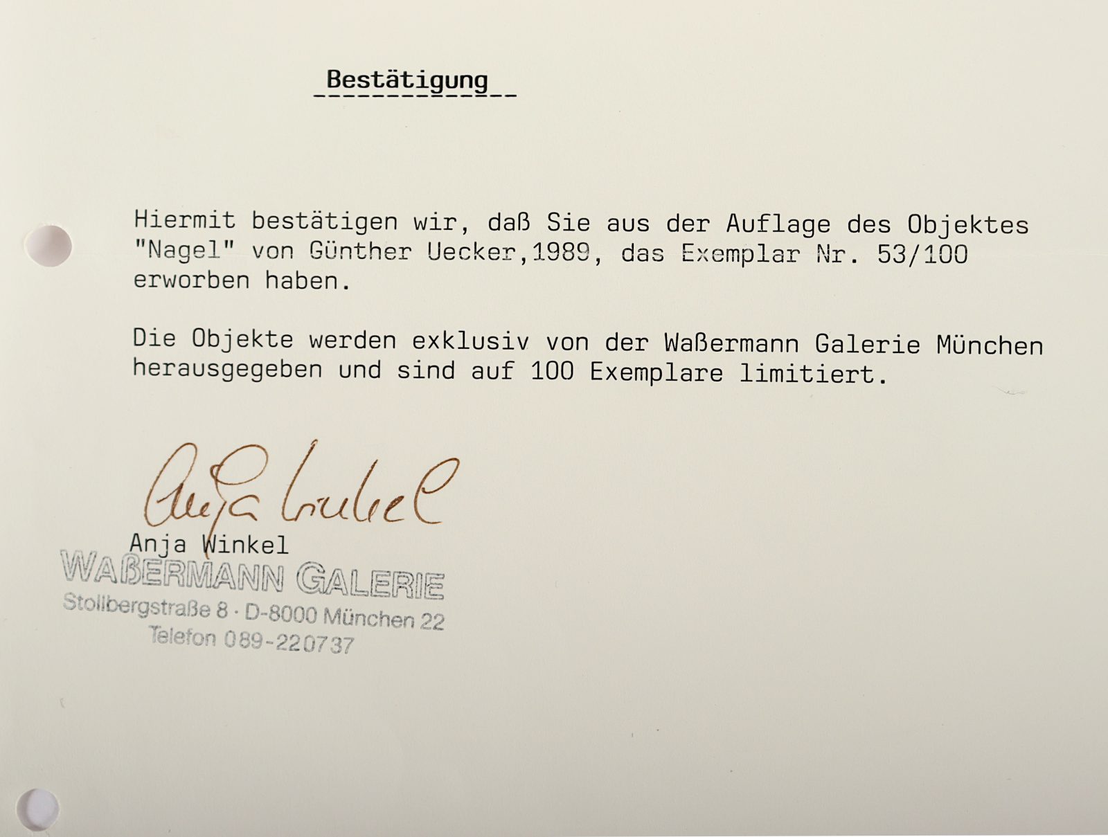 Uecker, Günther, "Der Nagel" - Image 8 of 8