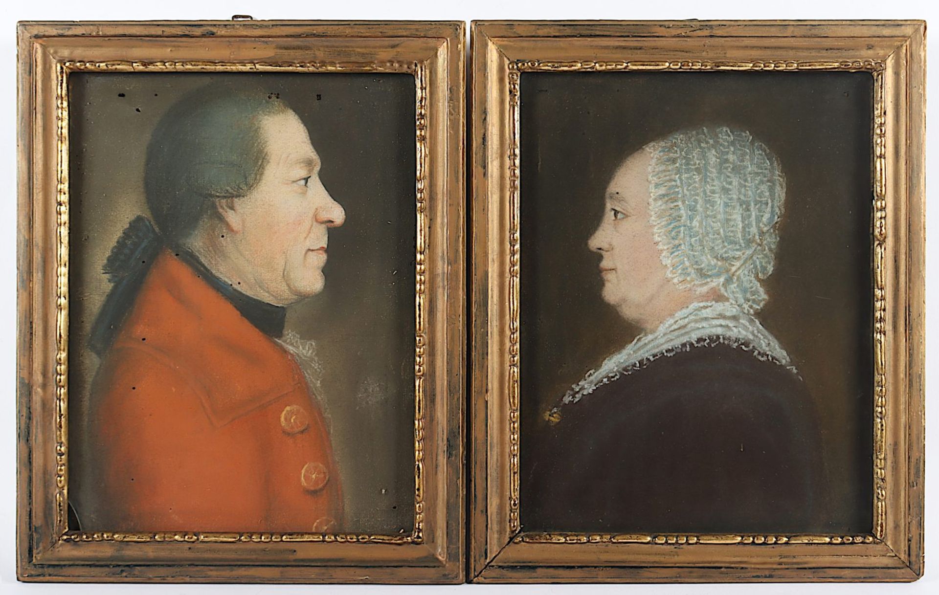 PORTRAITMALER UM 1800, "Zwei Bildnisses eines Ehepaars", R.