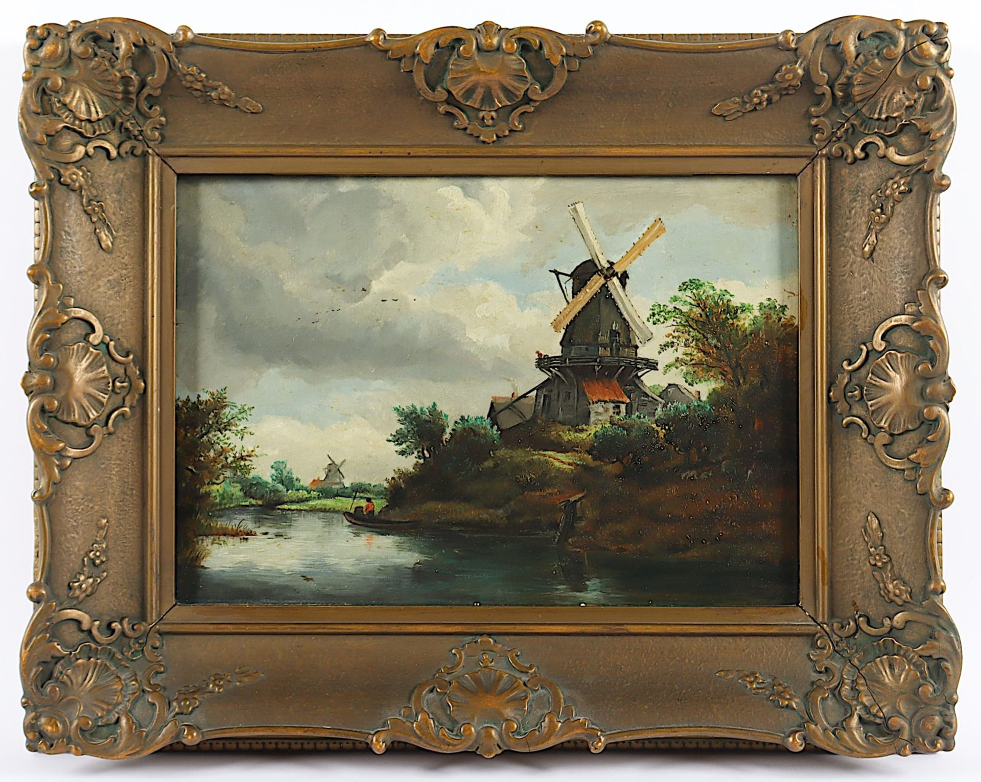 NIEDERLANDE 1.H.20.JH., "Holländische Landschaft mit Windmühle", R. - Bild 2 aus 3