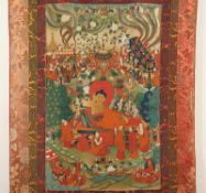 Thangka Tod des Buddha, Shakyamuni erlangt parinirvana, TIBET, 19.Jh.