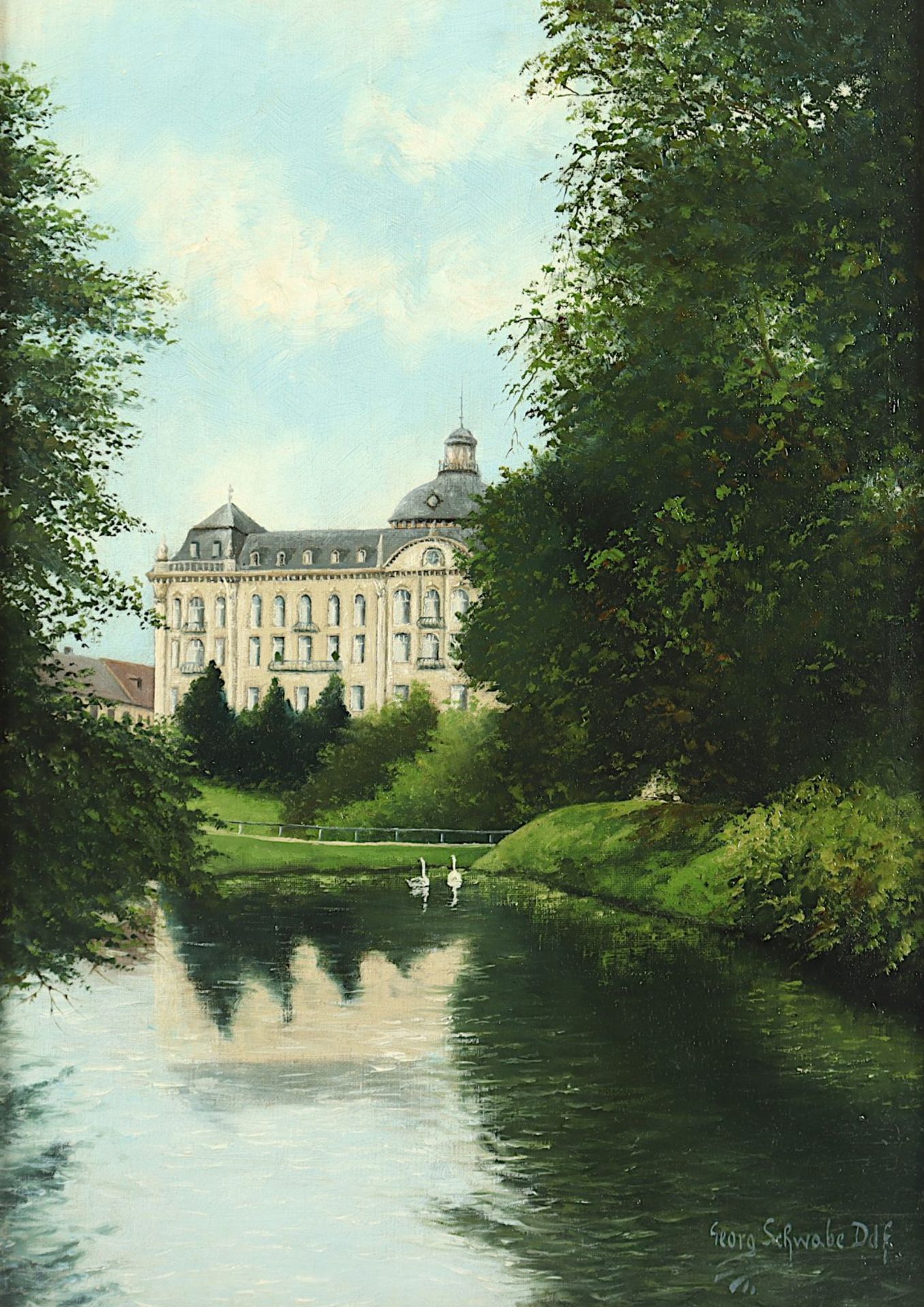 SCHWABE, Georg (Maler A.20.Jh.), "Blick auf das Parkhotel in Düsseldorf", R. - Bild 2 aus 4