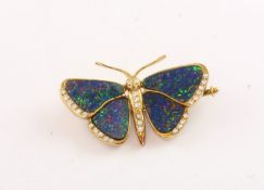 Schmetterlingsanhänger/-brosche, 750/ooo GG, Opal, Brill.