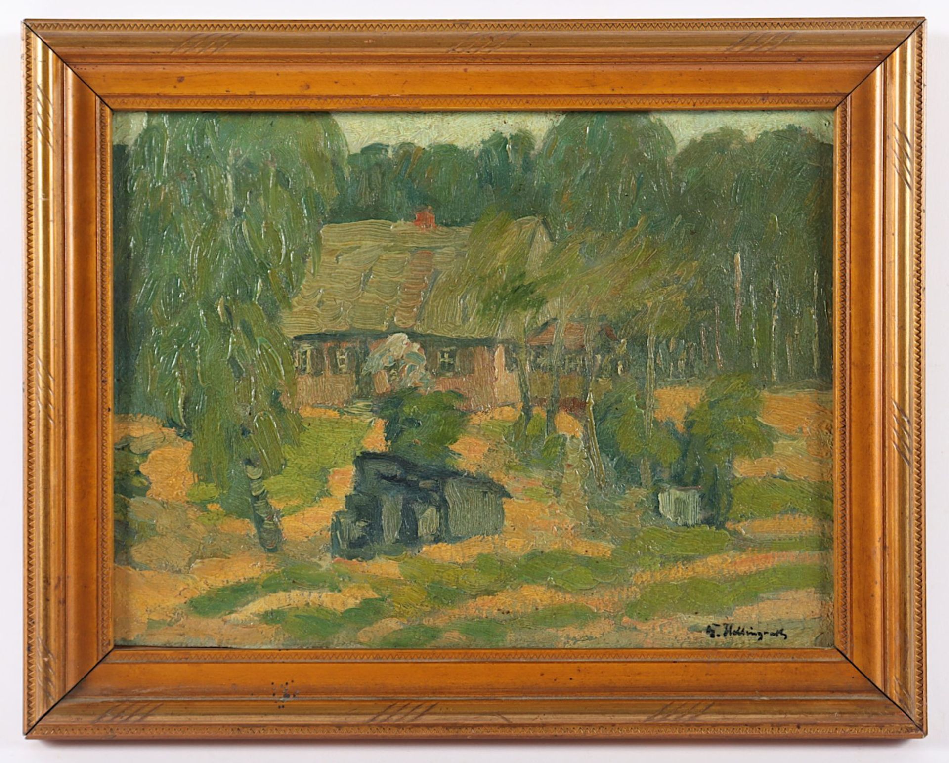 HELLINGRATH, Berthold (1877-1954), "Landschaft mit Gehöft", R.