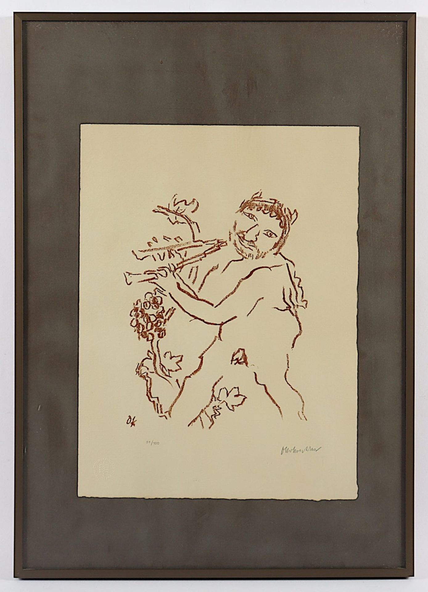 Kokoschka, Oskar, "Flöte spielender Pan", R. - Image 2 of 2