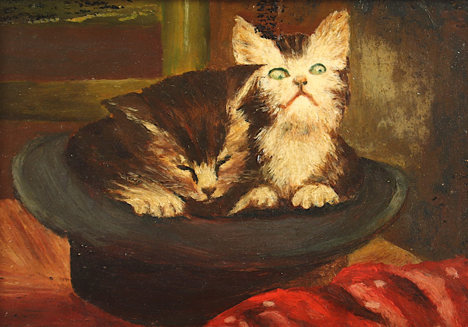 MALER UM 1900, "Zwei Katzen", R. - Image 2 of 3