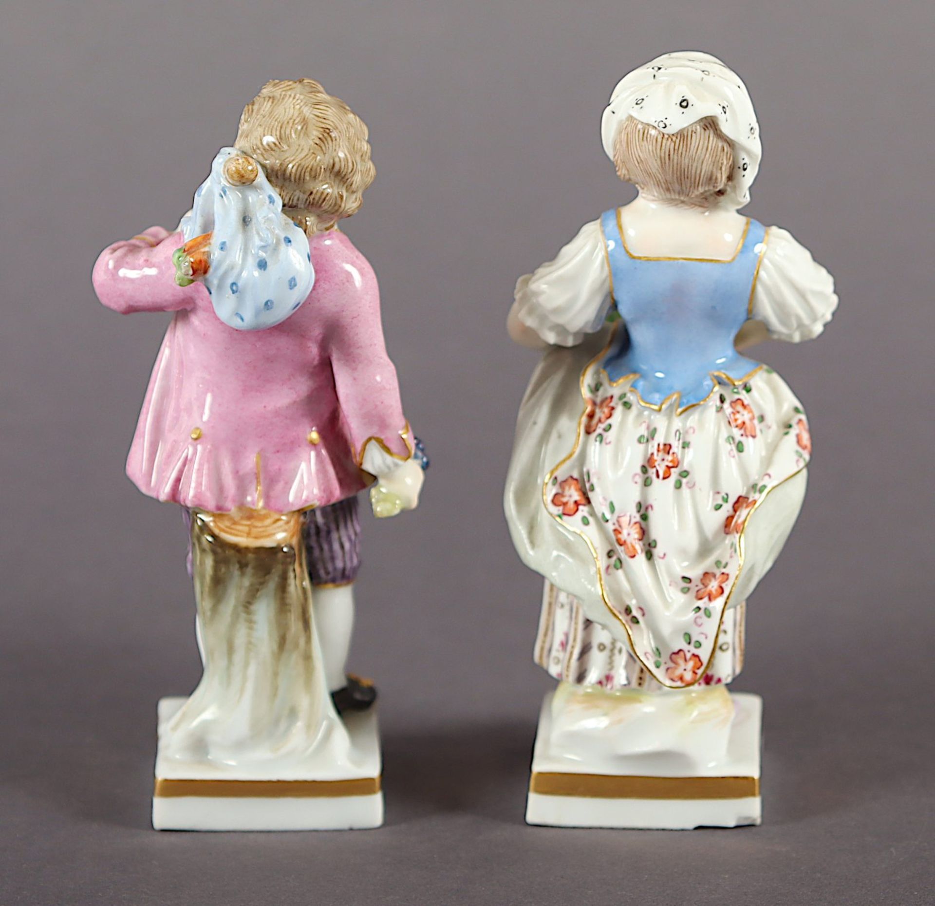 zwei Figuren Gärtnerkinder, Acier, Meissen, E.19.Jh. - Bild 3 aus 4