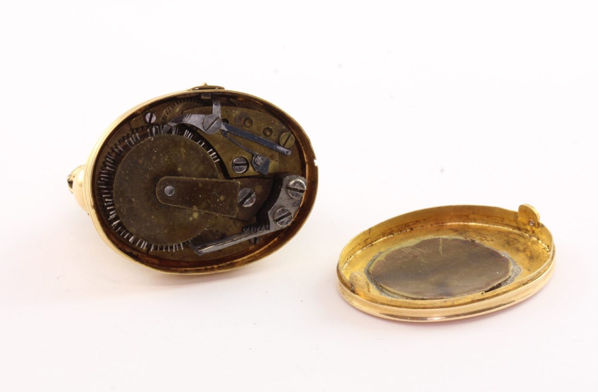 Seltene Miniaturspieluhr, 750/ooo Gelbgold, Frankreich/Schweiz, um 1800 - Bild 3 aus 5